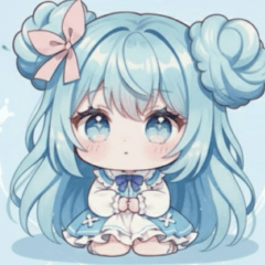 [LINEスタンプ] 水色好きに捧ぐ、デカお団子ヘアの女の子