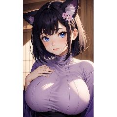 [LINEスタンプ] 紫色の猫女写真