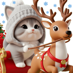 [LINEスタンプ] スコティッシュ猫 可愛いグレーニット 冬