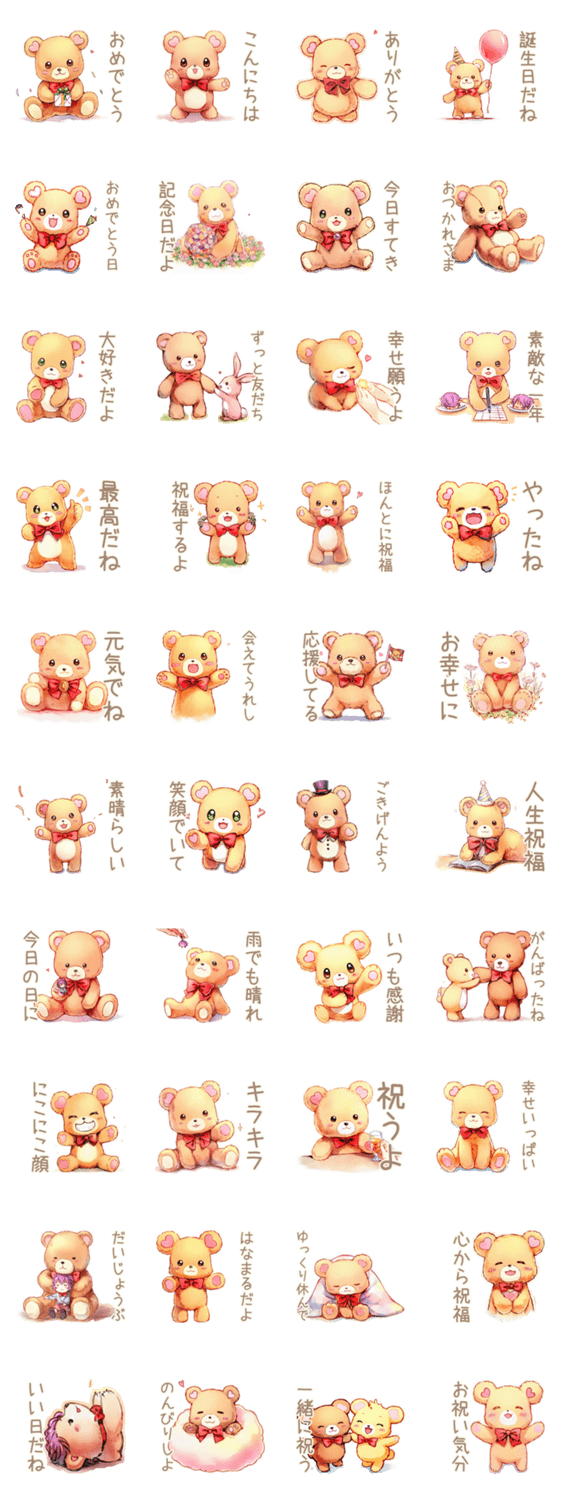やさしいくまの♡ほっこりお祝いのスタンプ詳細